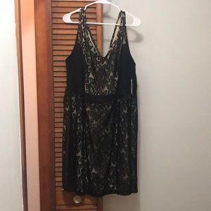 Black and beige lace dress